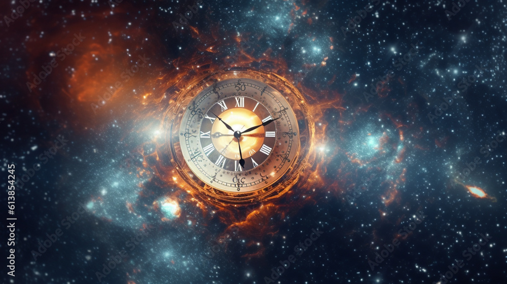 時間と空間。宇宙における時間の概念。物理学の法則GenerativeAI