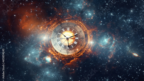 時間と空間。宇宙における時間の概念。物理学の法則GenerativeAI