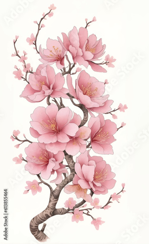 Watercolor sakura branch