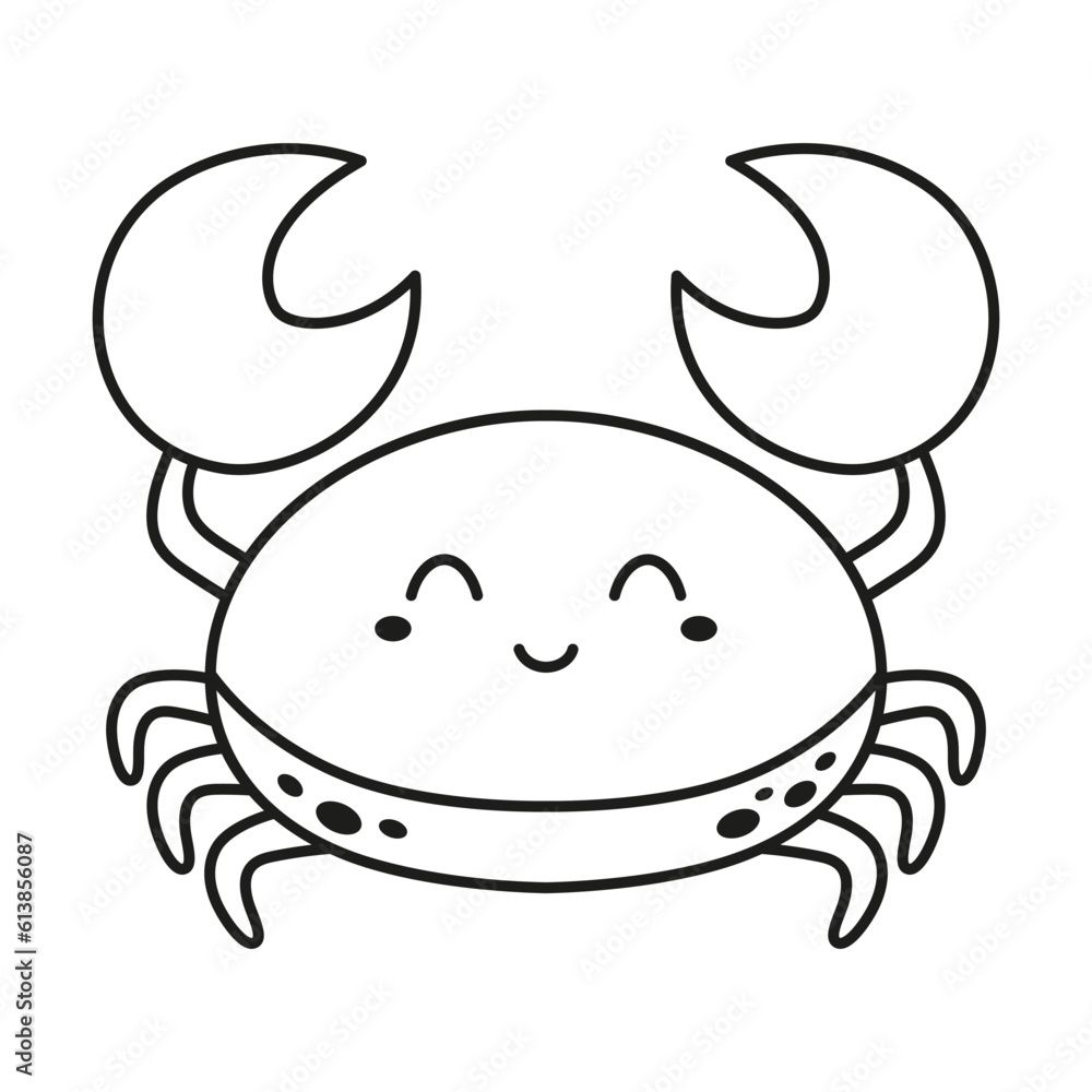 vector illustration of crab character in contouring vector illustration of crab character in contouring