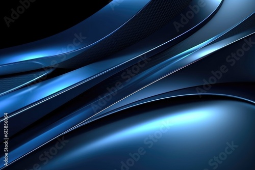 Abstract futuristic background with blue waves with lighting effects Generative AI Illustration