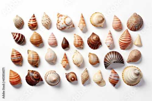 Set of sea shells on a white background Generative AI Illustration