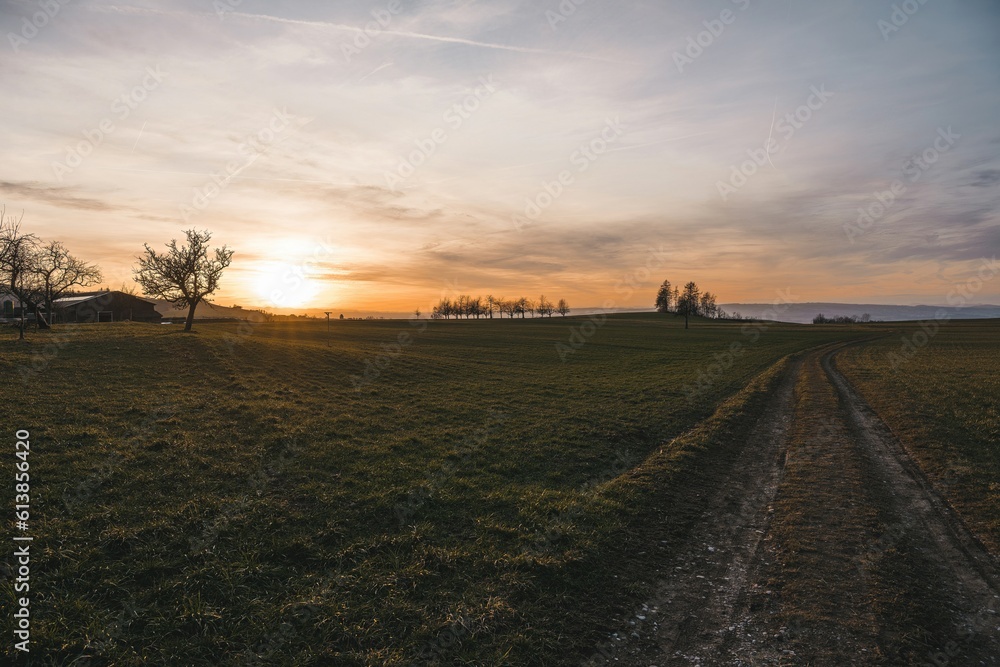 Fototapeta premium sunset with a trail in foreground