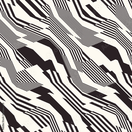Monochrome Glitch Effect Textured Zigzag Pattern