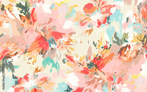 Abstract summer floral watercolor illustration. Pastel colors. Generative AI technology.