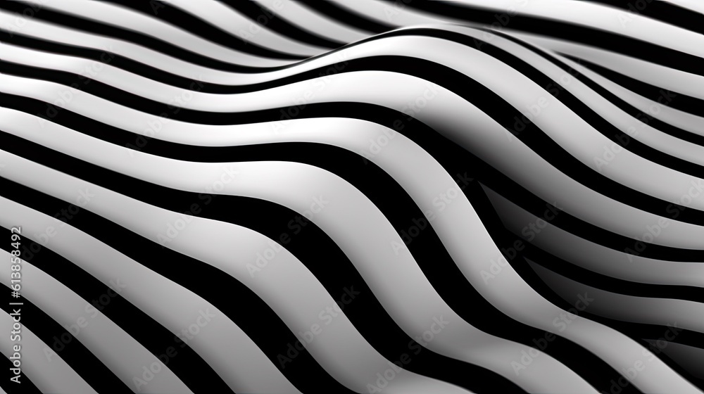 Black and white curved lines, minimal and simple 3D design background - Generative ai Black and white curved lines, minimal and simple 3D design background - Generative ai