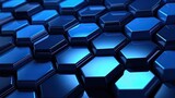 abstract blue hexagon background, business style backdrop - Generative ai
