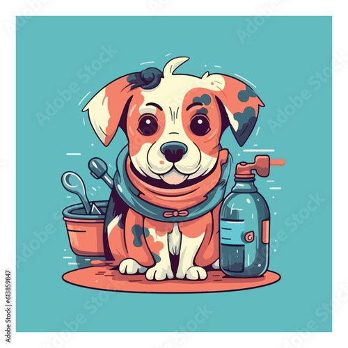 Friendly dog ​​mascot character for pet grooming salon