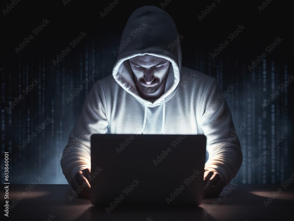 Cybersecurity, computer hacker with hoodie Cybersecurity, computer hacker with hoodie
