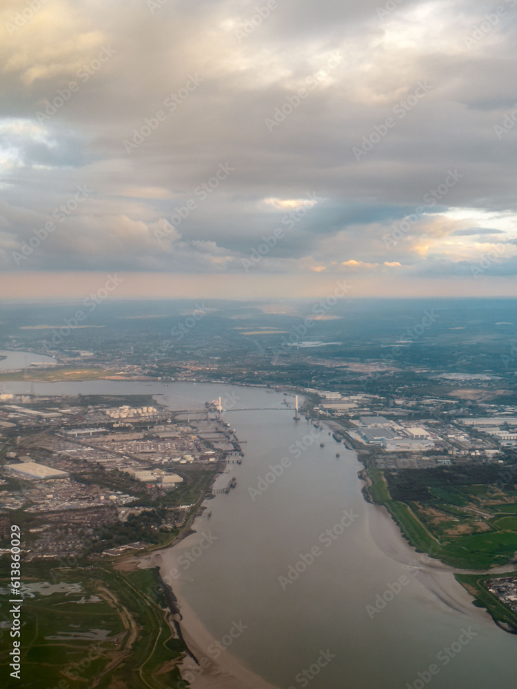 Aerial view of the dartford crossing in London - Ultra Wide - Portrait 
