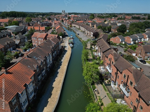 aerial view of Beverley beck. victorian canal and inland waterway