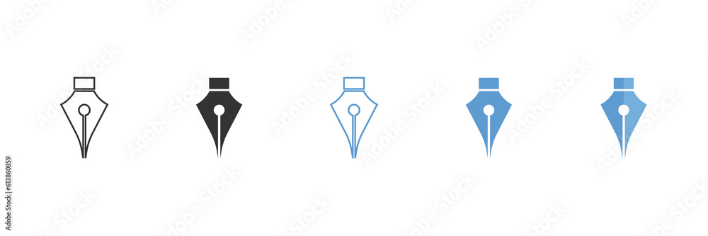 Pen nib ink icon set. Vector isolated illustration Pen nib ink icon set. Vector isolated illustration