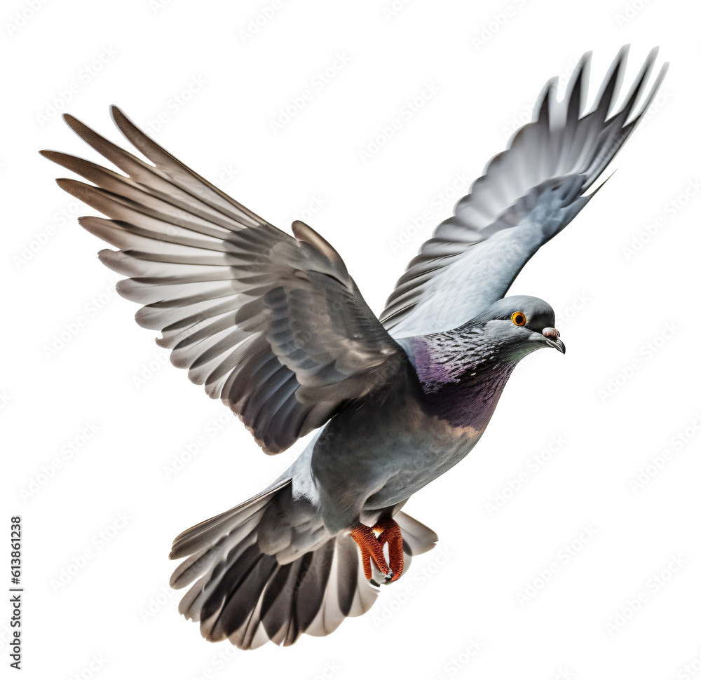 Obraz premium Pigeon isolated on the transparent background PNG. AI generative.