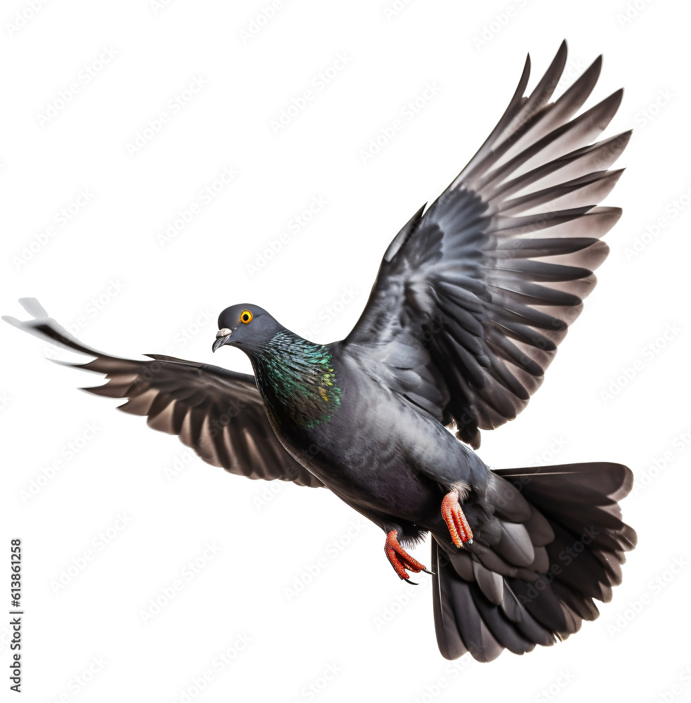 Obraz premium Pigeon isolated on the transparent background PNG. AI generative.