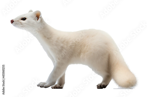 White ermine isolated on the transparent background PNG. AI generative. photo