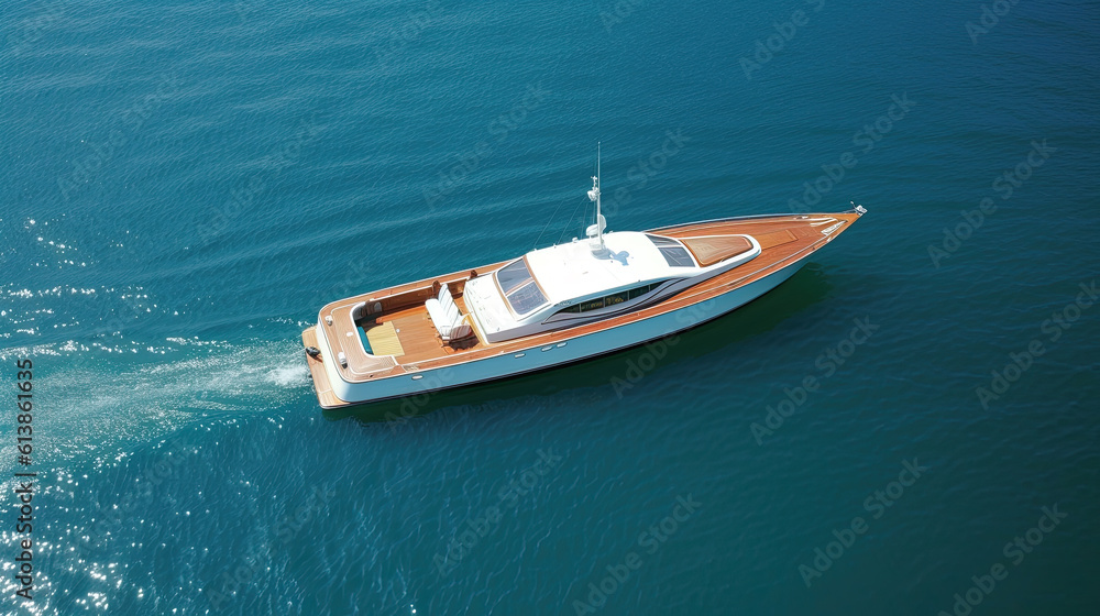 Luxury, vintage speed boat in mediterranian sea