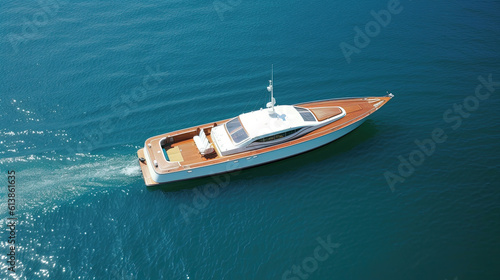 Luxury, vintage speed boat in mediterranian sea © PaulShlykov