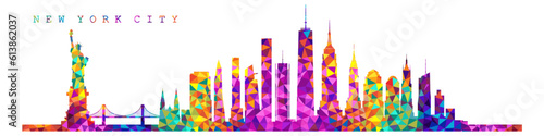 Silhouette of New York city skyline abstract vector art design.