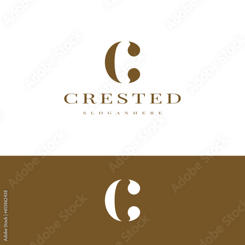elegant simple minimal luxury serif font alphabet letter C logo design