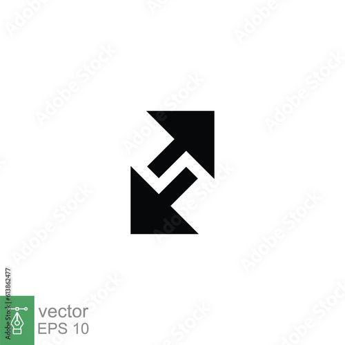 Exchange trade icon. Simple solid style. Return or swap, recap, double reverse arrow, shift, transfer concept. Black silhouette, glyph symbol. Vector illustration isolated on white background. EPS 10.