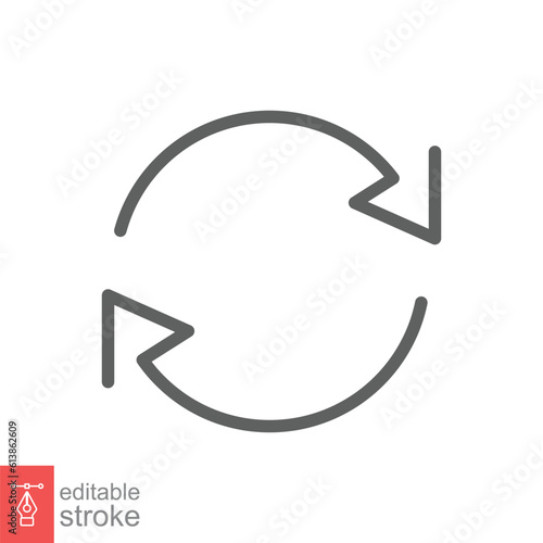 Exchange trade icon. Simple outline style. Replace, swap, reverse arrow, recap, return cycle concept. Thin line symbol. Vector illustration isolated on white background. Editable stroke EPS 10.