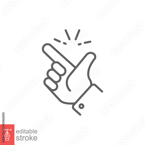 Easy icon. Simple outline style. Finger snapping, hand gesture, ok, yeah, thumb up, snap, success concept. Thin line symbol. Vector illustration isolated on white background. Editable stroke EPS 10.