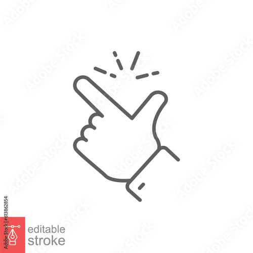 Easy icon. Simple outline style. Finger snapping, hand gesture, ok, yeah, thumb up, snap, success concept. Thin line symbol. Vector illustration isolated on white background. Editable stroke EPS 10.