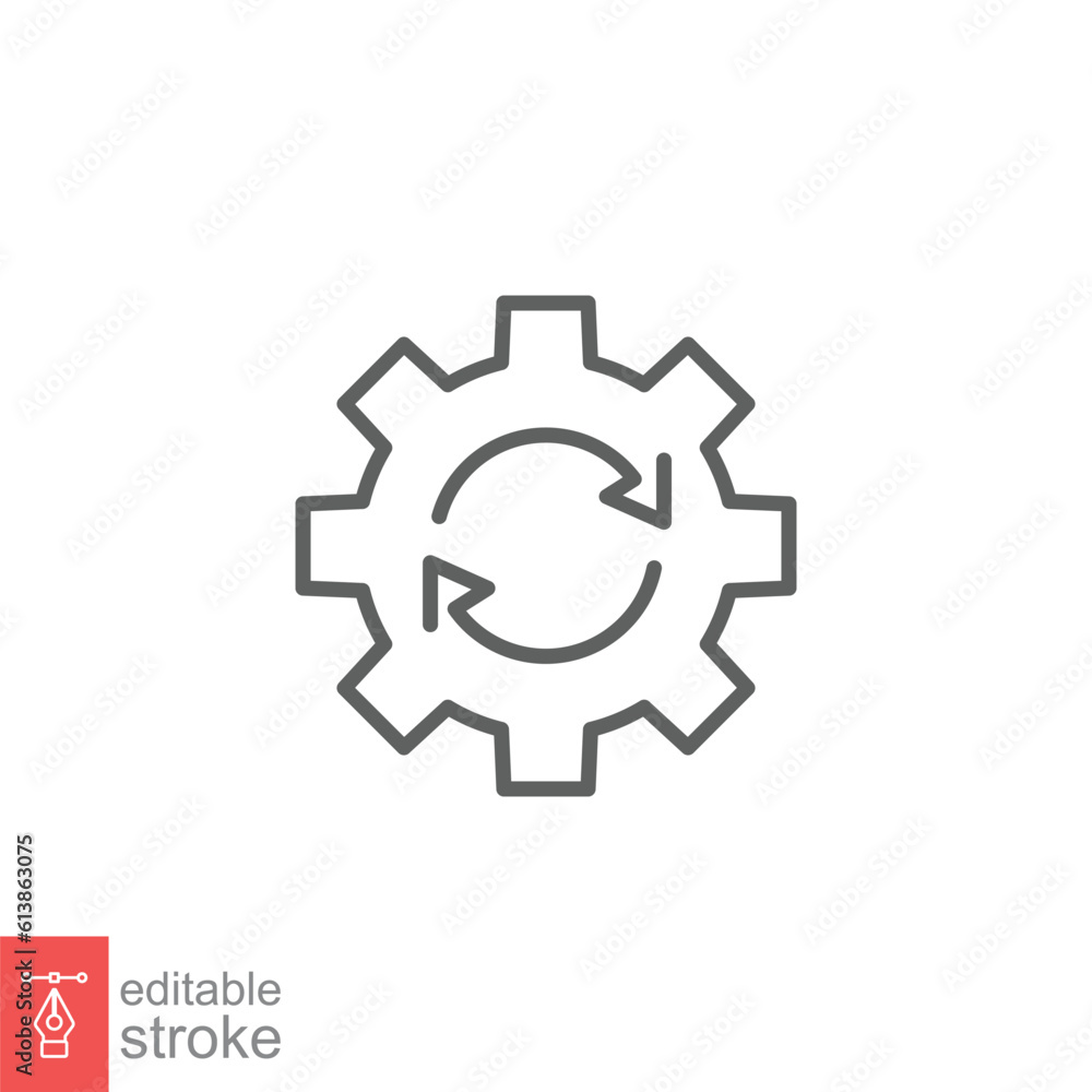 System update icon. Simple outline style. Software update, computer data load, loop, technology concept. Thin line symbol. Vector illustration isolated on white background. Editable stroke EPS 10.