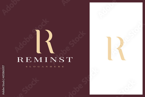 elegant simple minimal luxury serif font alphabet letter R logo design