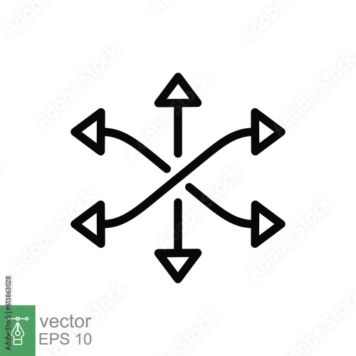 Versatile icon. Simple outline style. Multipurpose capability, function cross, multipurpose, tilt skill concept. Thin line symbol. Vector illustration isolated on white background. EPS 10.