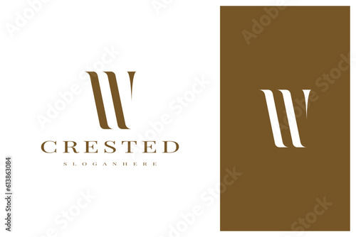 elegant simple minimal luxury serif font alphabet letter W logo design