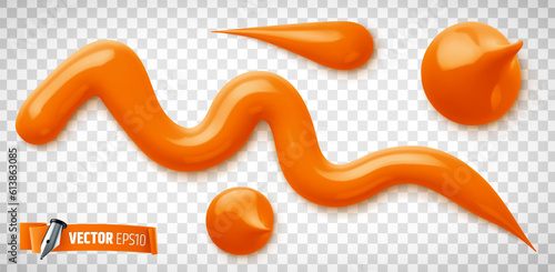 Vector realistic illustration of orange paint on a transparent background.