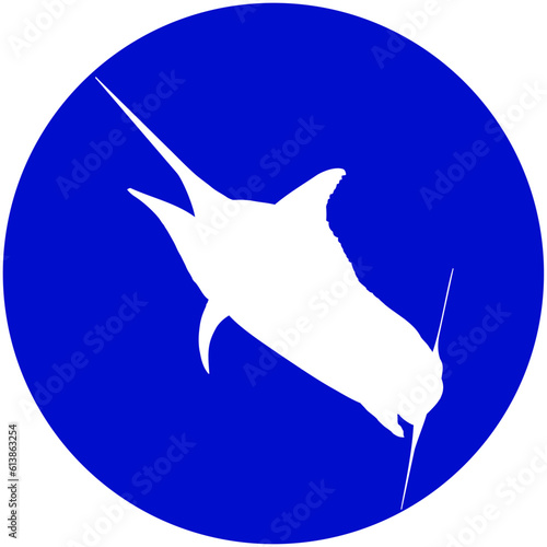 White silhouette of a Black Marlin fish