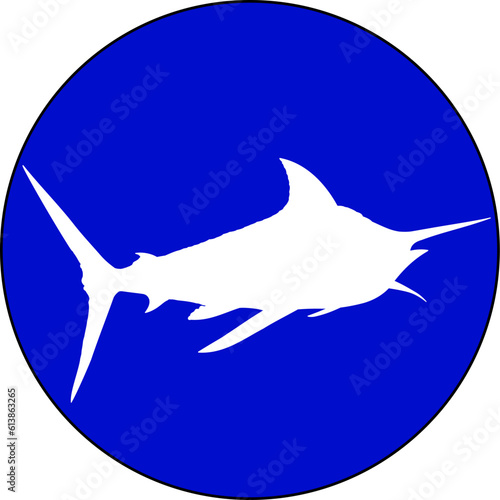White silhouette of a Blue Marlin fish