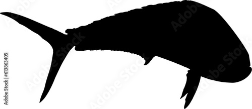 A black silhouette of a female cow Dolphin fish 