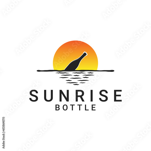 Sunrise bottle logo design idea concept