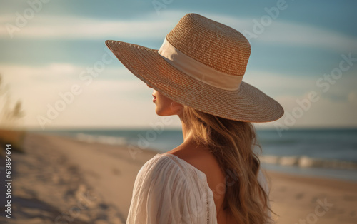 Young beautiful woman on the seashore. Beach.