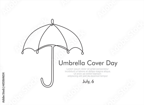 One Continuous line drawing of umbrella. line art of umbrella cover day good for umbrella cover day celebrate. line art. illustration.