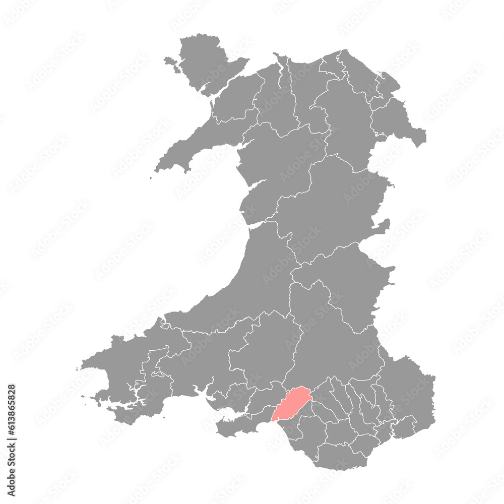 District of Neath map, district of Wales. Vector illustration.