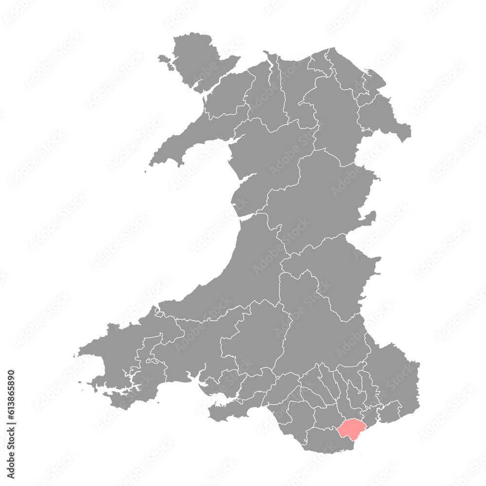District of Cardiff map, district of Wales. Vector illustration.