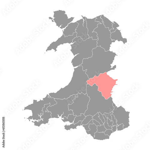 District of Radnorshire map, district of Wales. Vector illustration.