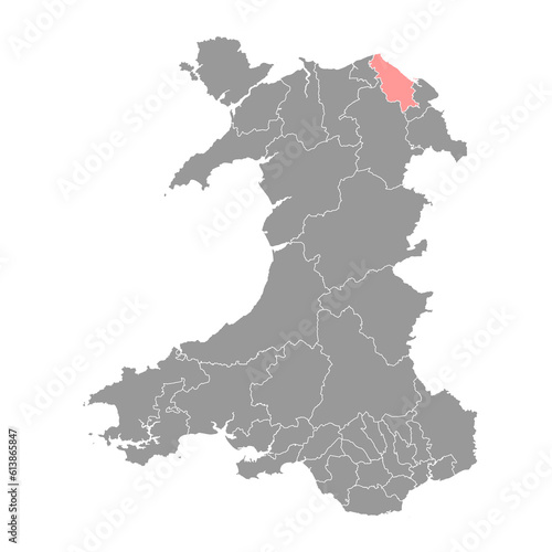 District of Delyn map  district of Wales. Vector illustration.