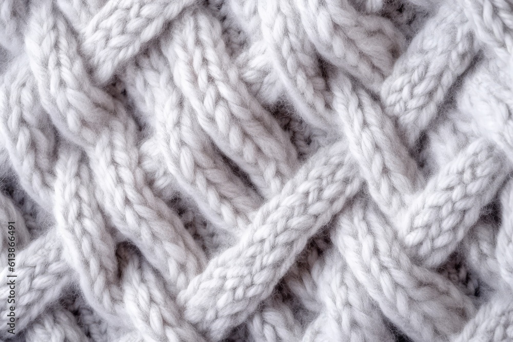 Knitted wool fabric texture background. Generative AI