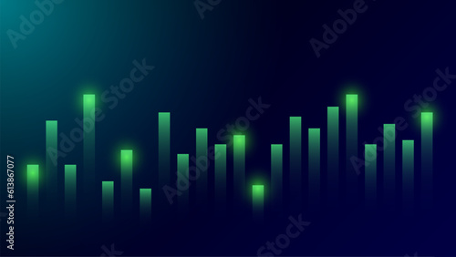 Colorful Stock Market Trading Background With Glowing Light. Wallpaper. Finance Banner. Graph. Vector Illustration