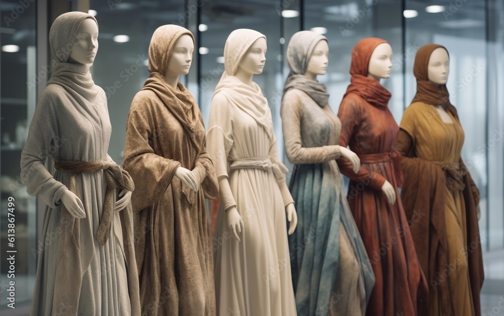 Winter dresses on a Mannequins, AI Generative 
