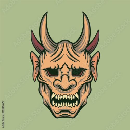 Hanna mask art Illustration hand drawn style premium vector for tattoo sticker logo etc