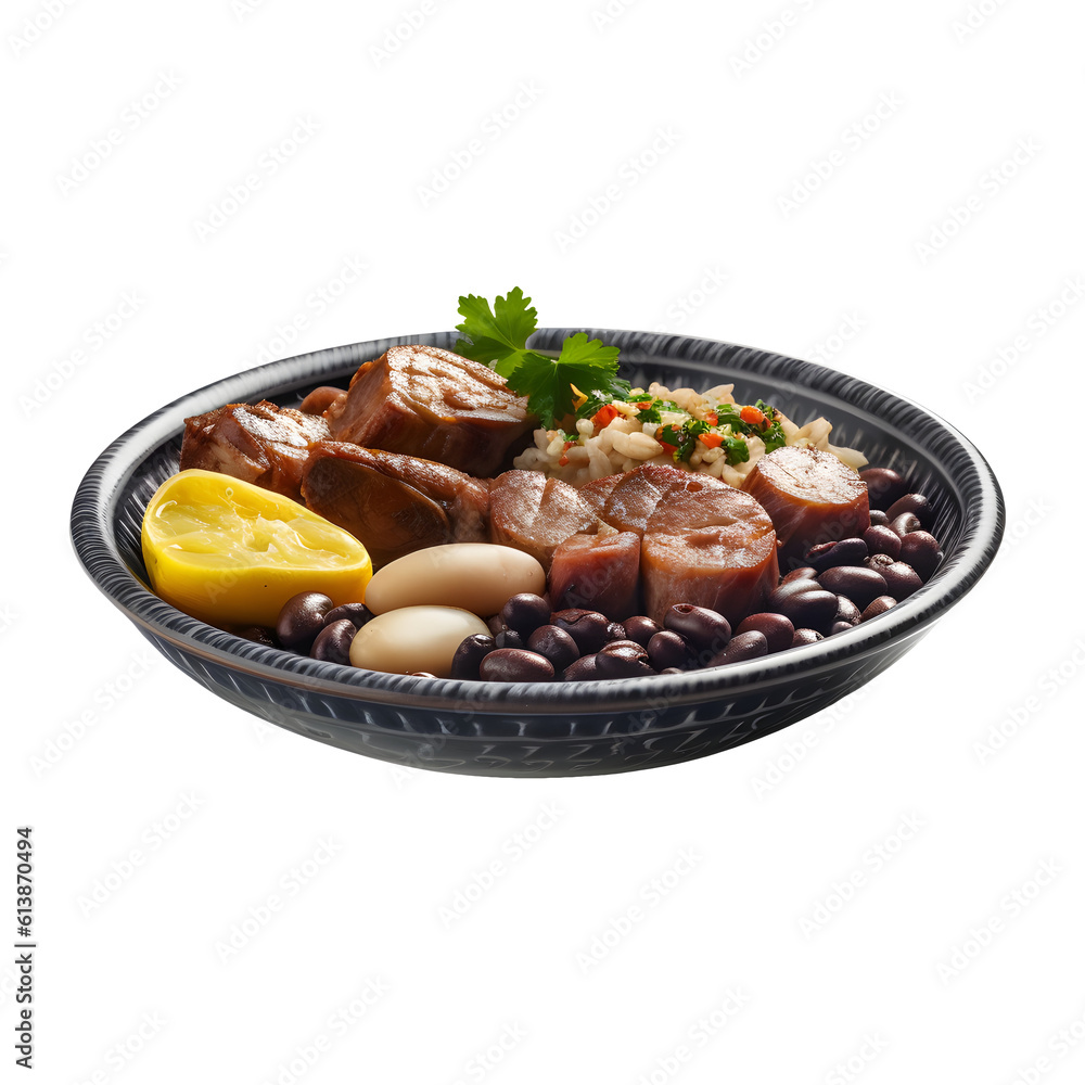Feijoada served on a luxury plate, transparent background Feijoada served on a luxury plate, transparent background
