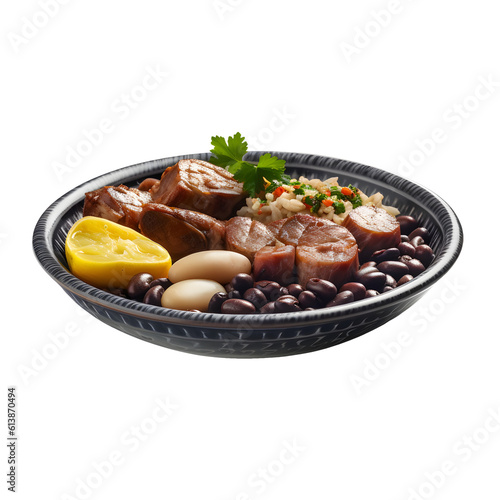 Feijoada served on a luxury plate, transparent background