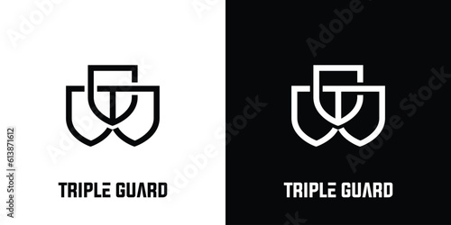 Triple shields logo design unique and modern