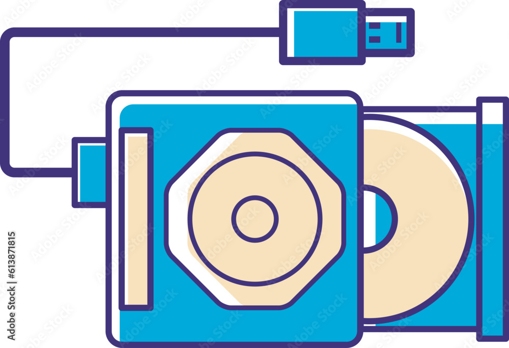 a vector icon design which is an illustration of an optical drive in blue and beige to give a simple and minimalistic impression, this design has the theme of hardware technology. a vector icon design which is an illustration of an optical drive in blue and beige to give a simple and minimalistic impression, this design has the theme of hardware technology.